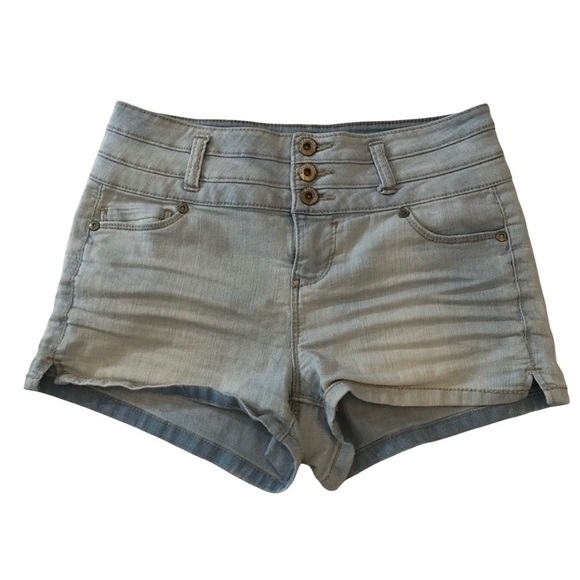 Blue Spice Booty Jean Short Shorts Women W27 Size 5 Denim Light Blue Stretchy - Picture 1 of 8